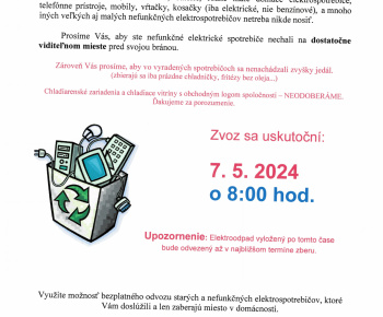 Aktuality / OZNAM - zber elektroodpadu 7.5.2024 - foto