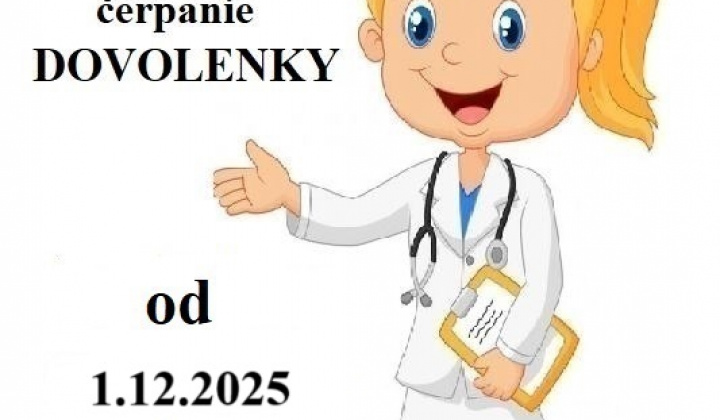 Fotka - OZNAM - MUDr. Golianová - dovolenka od 1.12.2025 do 9.12.2025