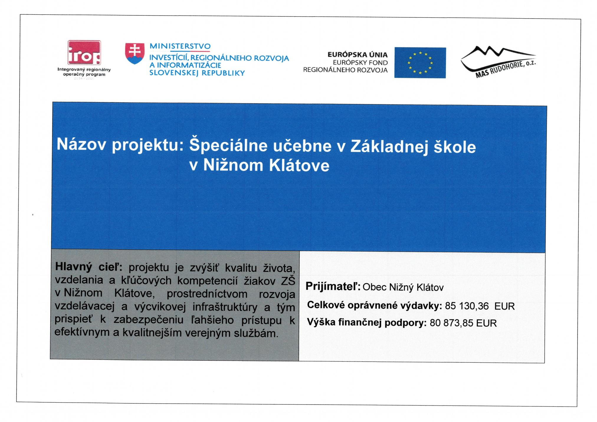 Fotka - Špeciálne učebne v základnej škole v NIžnom Klátove