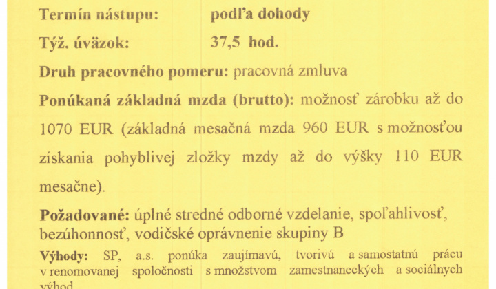 Fotka - Pracovná pozícia - Slovenská pošta v Nižnom Klátove